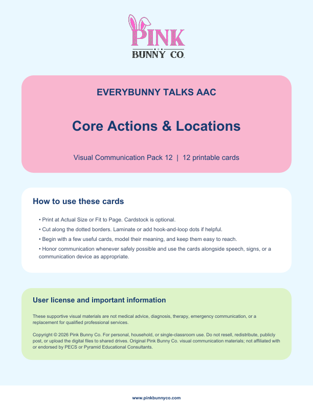 Core Actions & Locations Visual Communication Pack cover