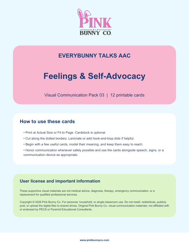 Feelings & Self-Advocacy Visual Communication Pack cover