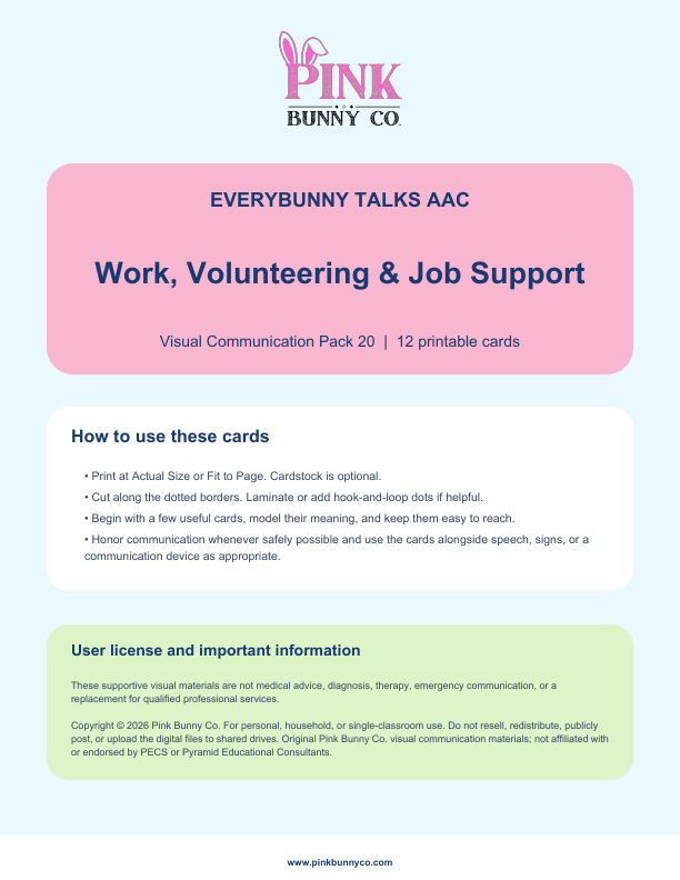 Work, Volunteering & Job Support Visual Communication Pack cover