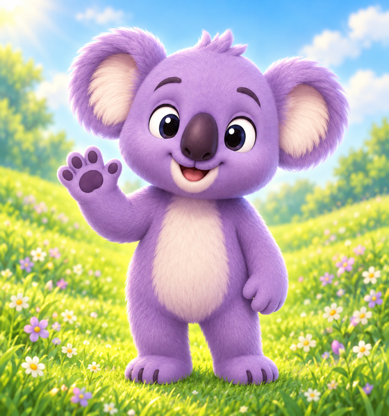 Milo the purple koala waving